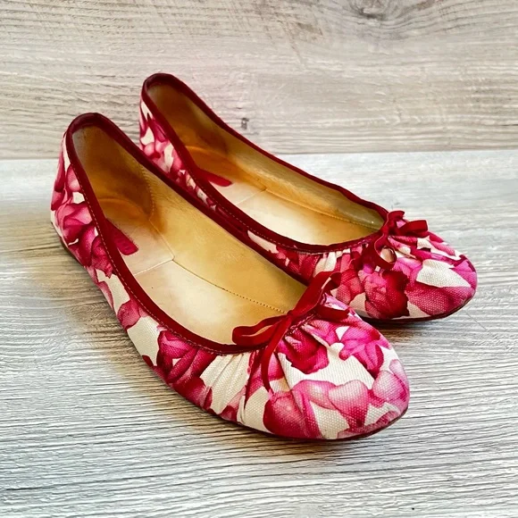 Longchamp Darshan bright pink signature floral ballet flat in size 41 - Picture 3 of 13
